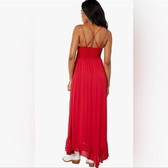 Free People Adella Maxi Slip Dress Bright Red Size Small NWT FP One - Picture 2 of 9